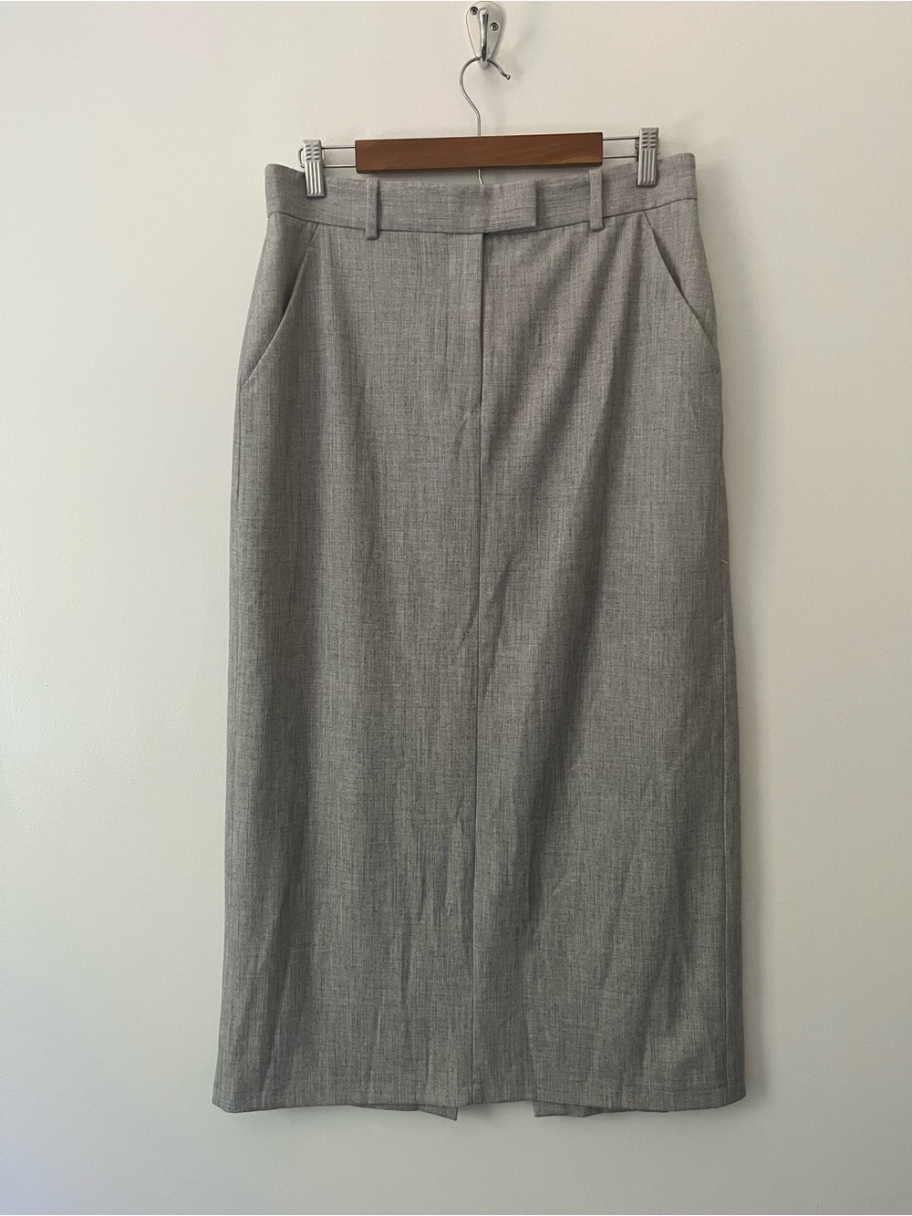Abercrombie Fitch Column Midi Skirt Gray Office Academia Long Pencil Slit M